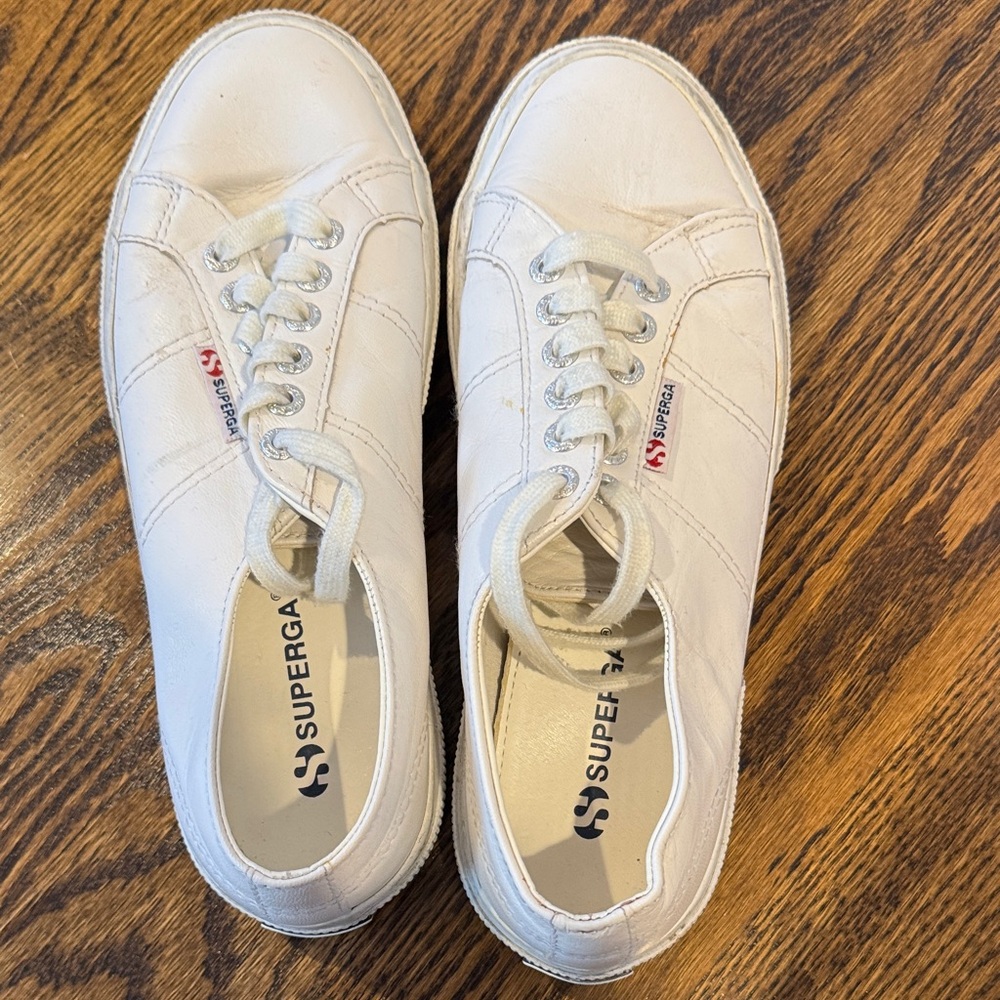 Superga Off-White Leather Sneakers